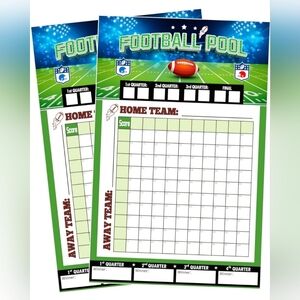 Football Pool Game Sheets - Green and White